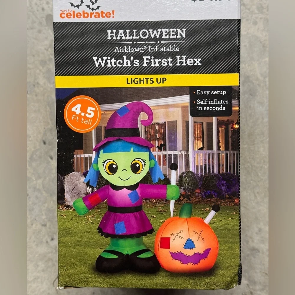 Witch First Hex 4.5 Airblown Inflatable Light Up Outdoor Halloween Holiday Decor